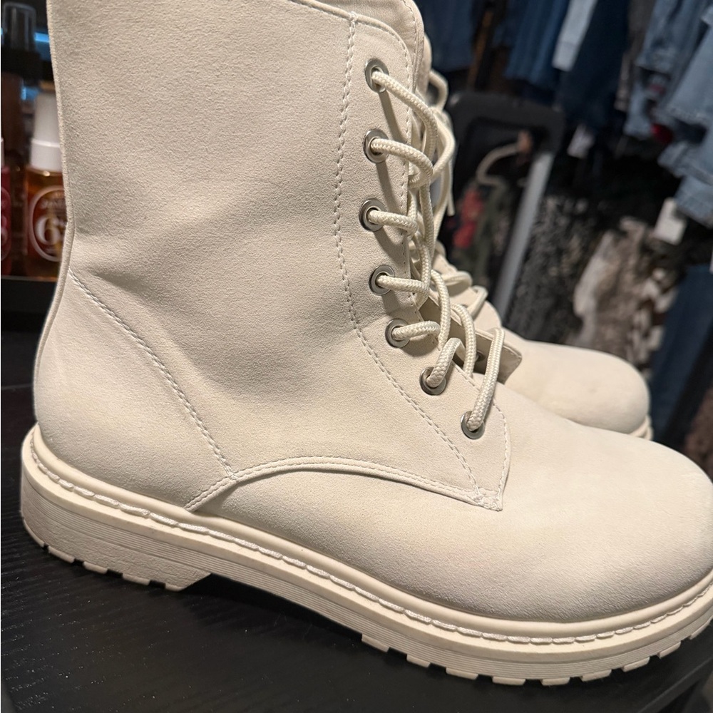 Torrid Cream Combat Boots